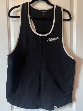 YoungLA Black Tank with Cream Trim and Script Logo